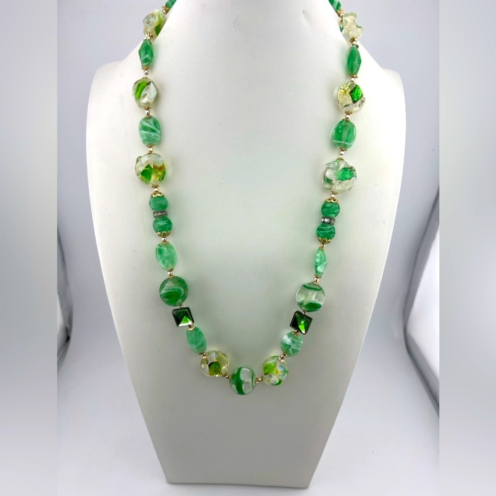 Vintage Green Glass Necklace Bundle 3/$15